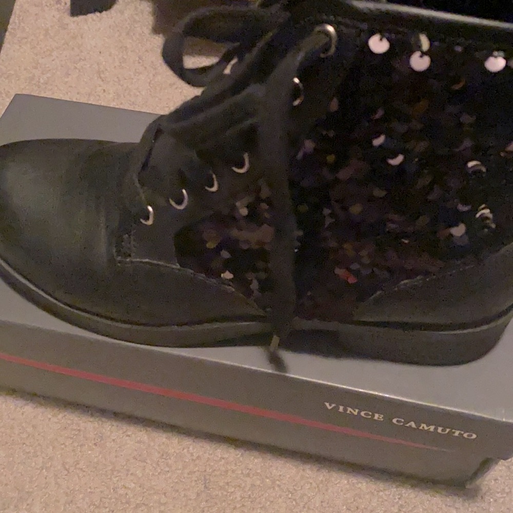 Black sequin 6.5 low ankle boot